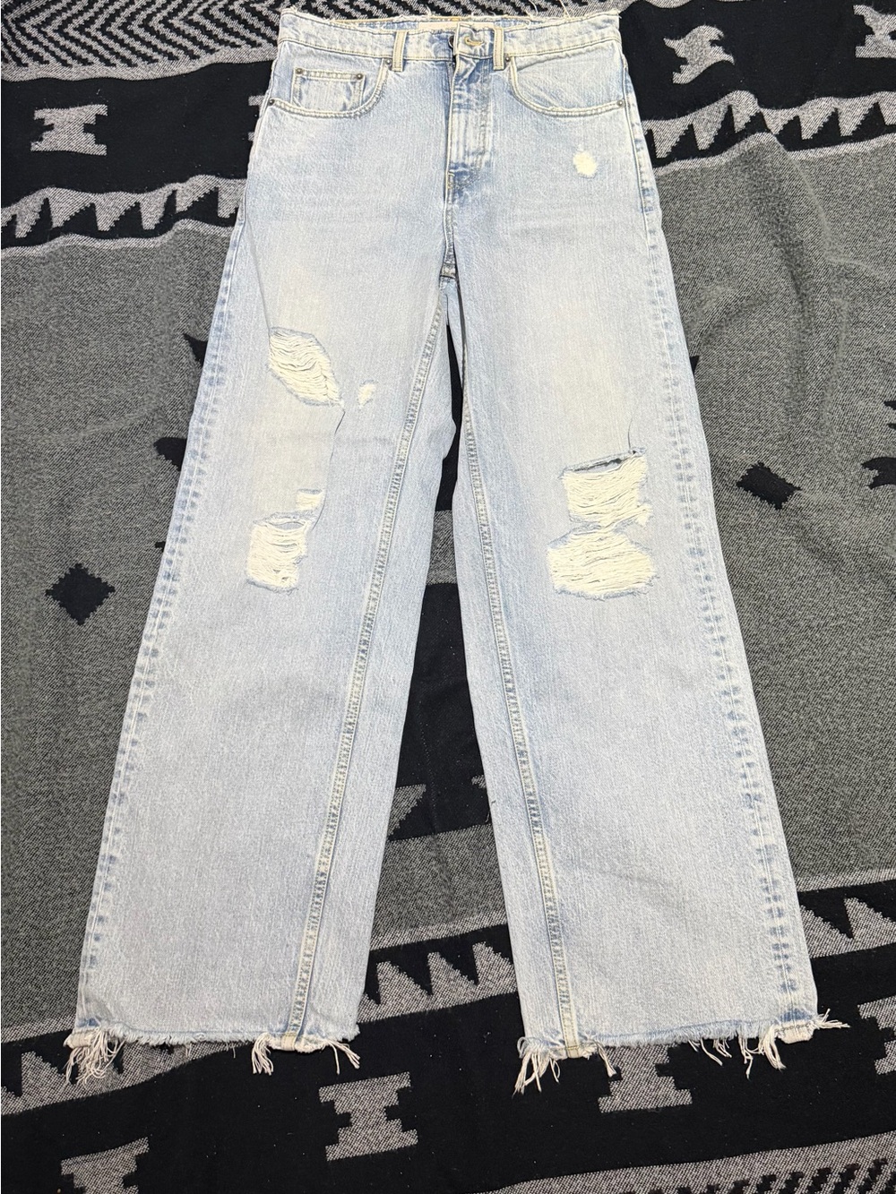 Golden Goose Light Wash Distressed Wide-Leg Jeans size 29